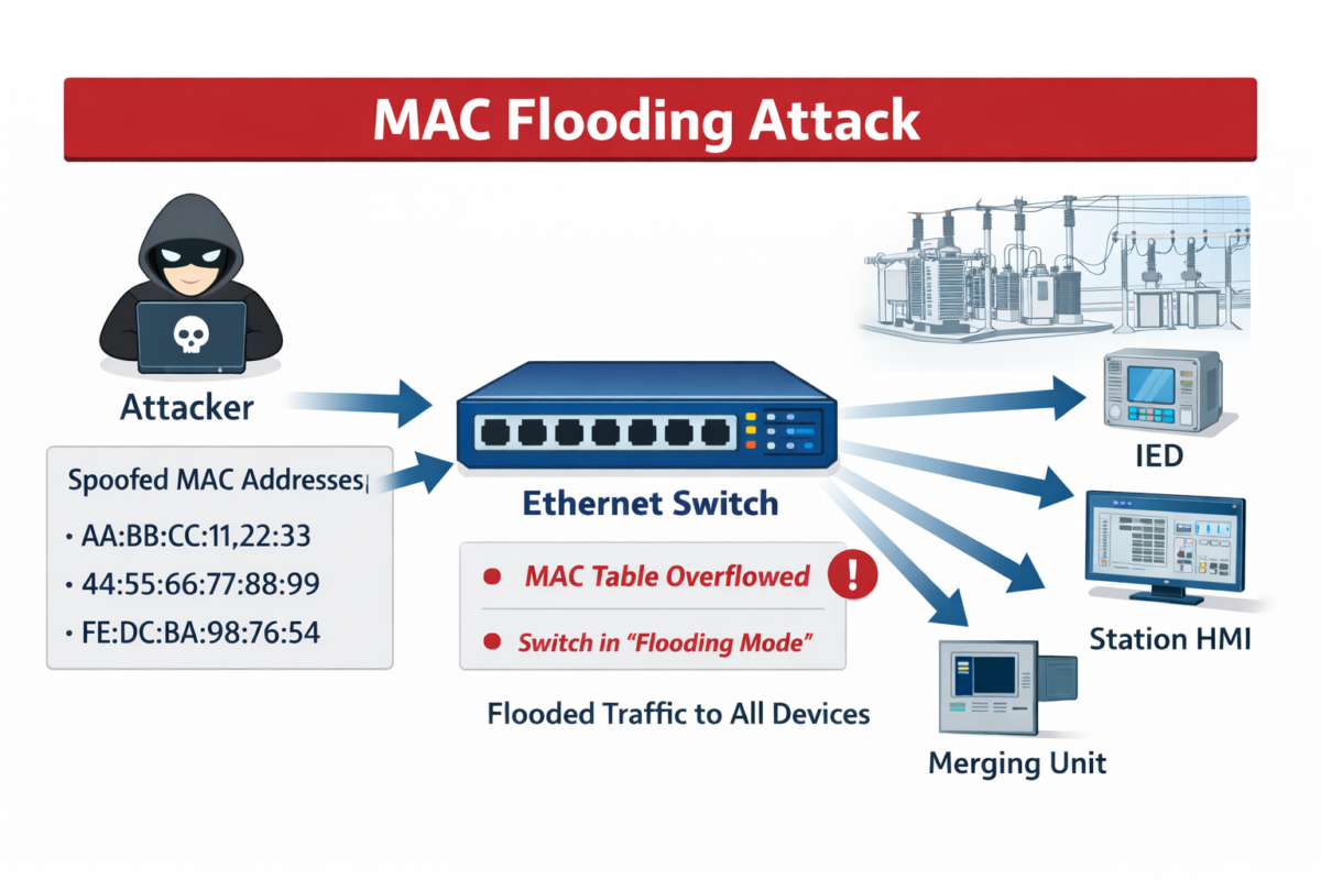 MAC Flooding Attack in Digital Substations Explained